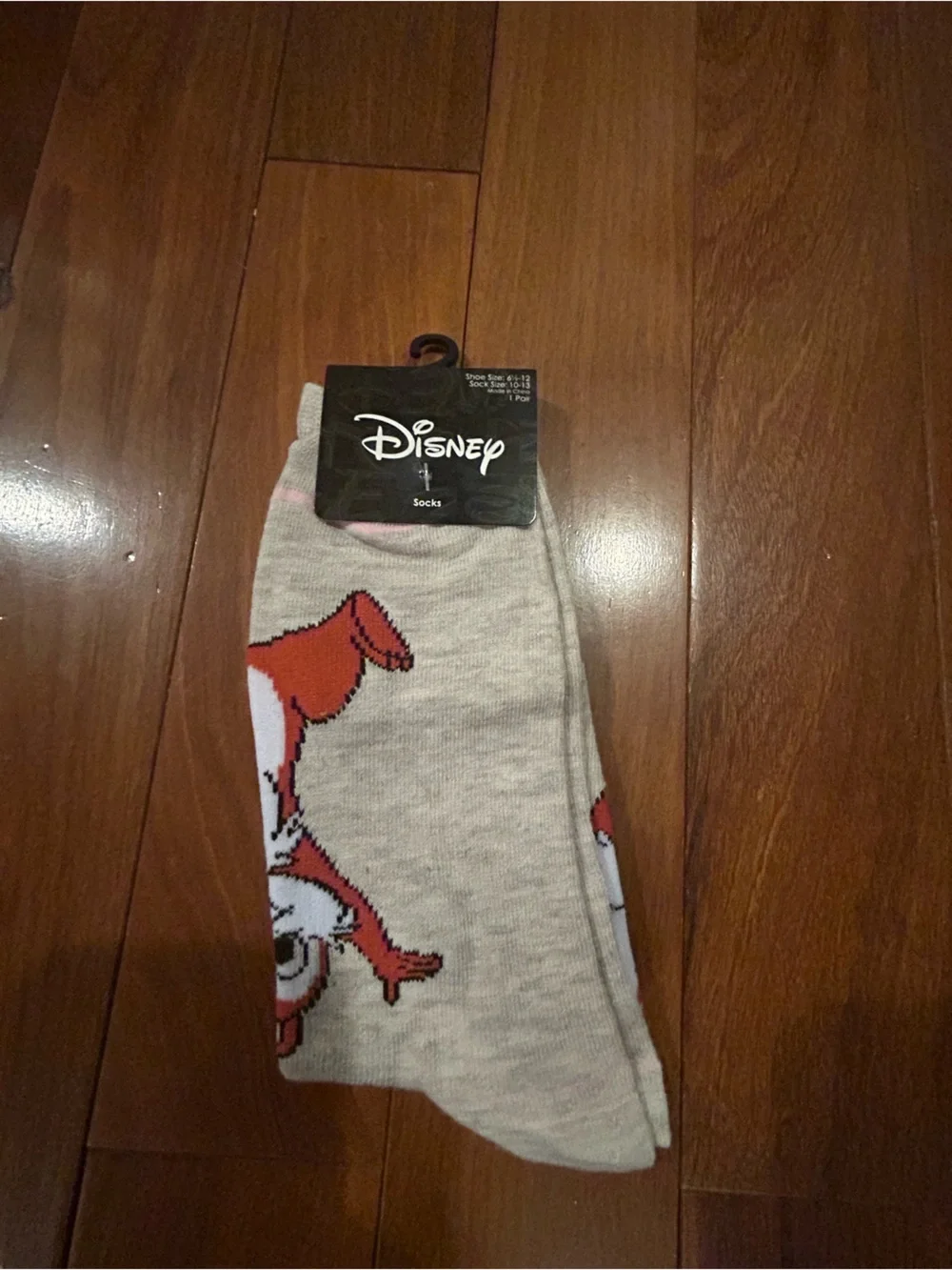 Disney Women’s Chip 'n' Dale Grey and Orange Crew Socks